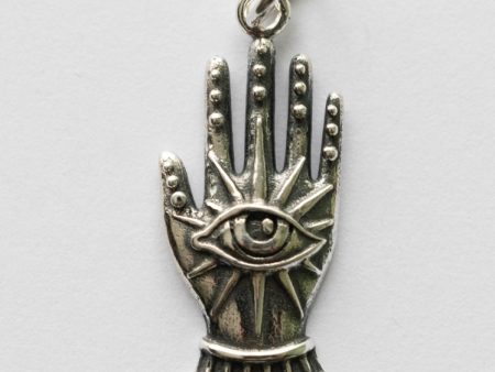 925 Sterling Silver Hand With Eye Charm