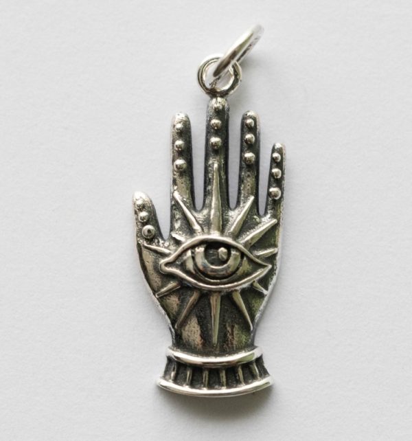 925 Sterling Silver Hand With Eye Charm