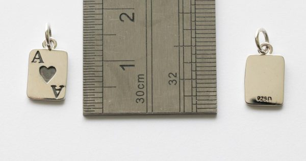 925 Sterling Silver Ace of Hearts Playing Card Charm - Image 2
