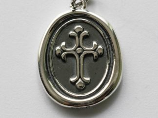 925 Sterling Silver Wax Seal Decorated Cross Pendant