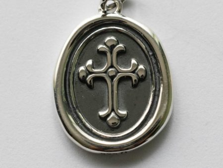 925 Sterling Silver Wax Seal Decorated Cross Pendant