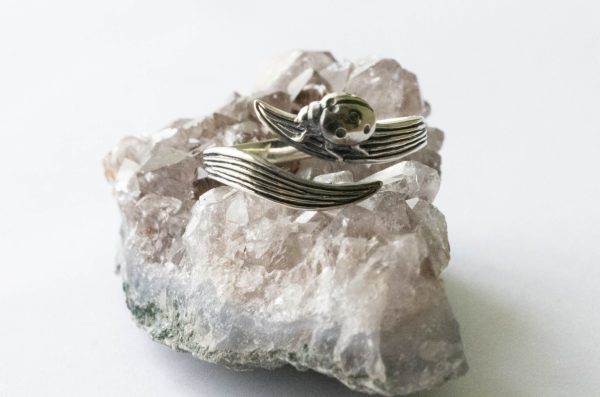 925 Sterling Silver Leaf and Ladybug Adjustable Ring - Image 3