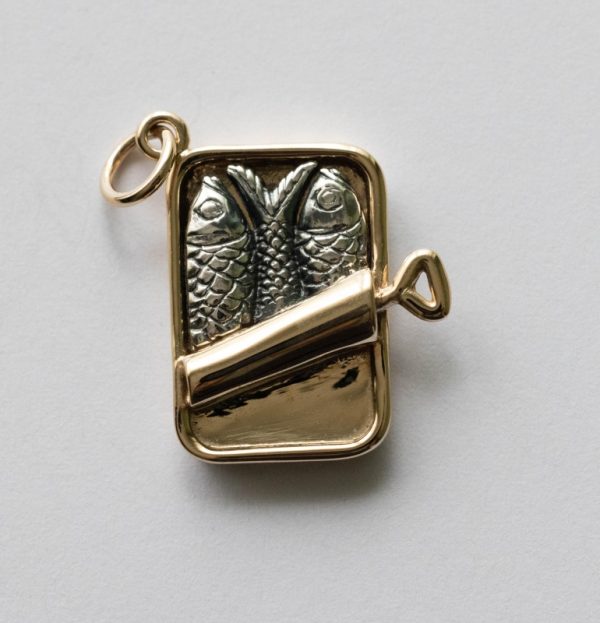 925 Sterling Silver and Bronze Sardine Can Charm