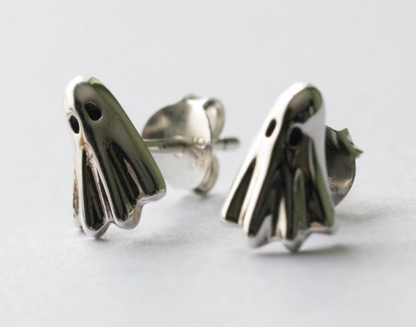 925 Sterling Silver Ghost Post Earrings ( 1 pair)