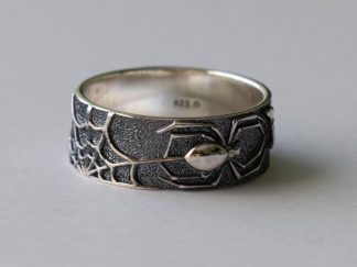 925 Sterling Silver Web and Spider Ring