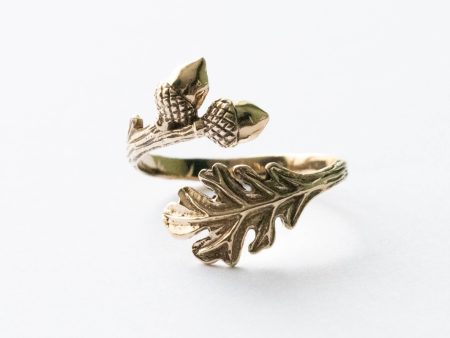 Bronze Oak and Acorn Adjustable Ring