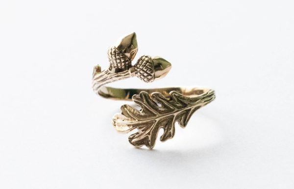 Bronze Oak and Acorn Adjustable Ring