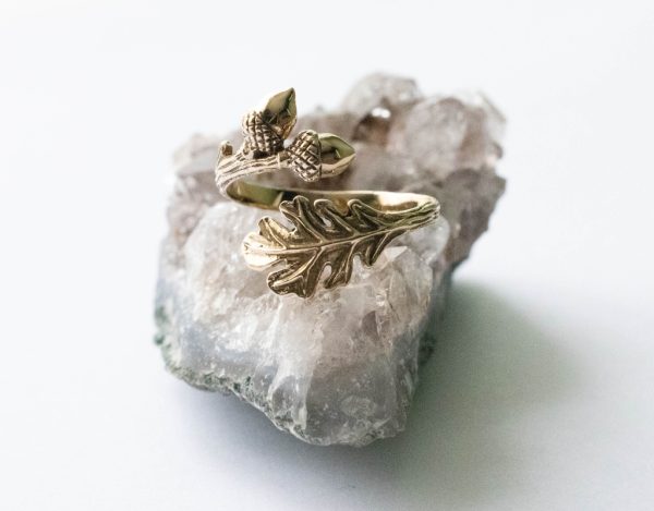 Bronze Oak and Acorn Adjustable Ring - Image 3