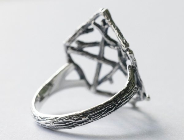 925 Sterling Silver Pentagram Branch Ring - Image 3