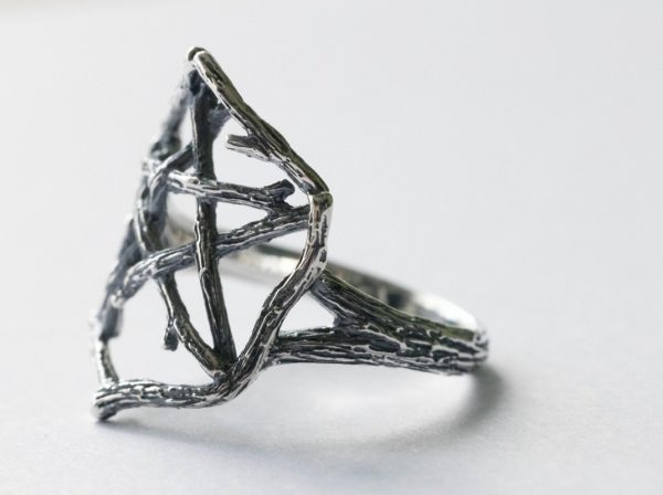 925 Sterling Silver Pentagram Branch Ring - Image 5