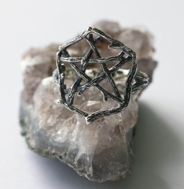 925 Sterling Silver Pentagram Branch Ring - Image 6