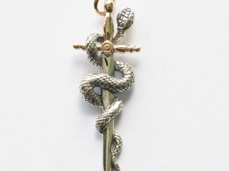 925 Sterling Silver Sword and Snake Pendant
