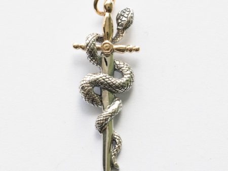 925 Sterling Silver Sword and Snake Pendant