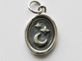 925 Sterling Silver Wax Seal Star and Moon Charm