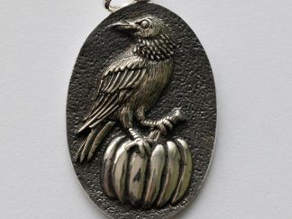 925 Sterling Silver Raven and Pumpkin Charm