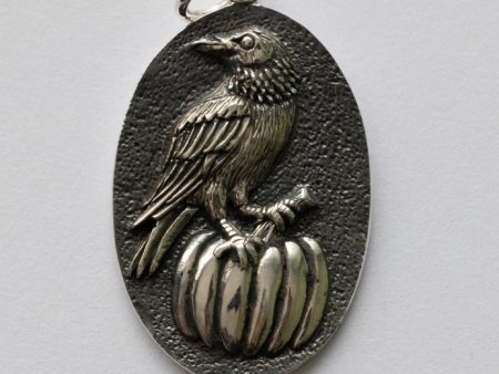 925 Sterling Silver Raven and Pumpkin Charm