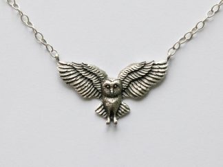 925 Sterling Silver Flying Owl Festoon Necklace