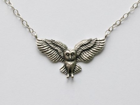 925 Sterling Silver Flying Owl Festoon Necklace