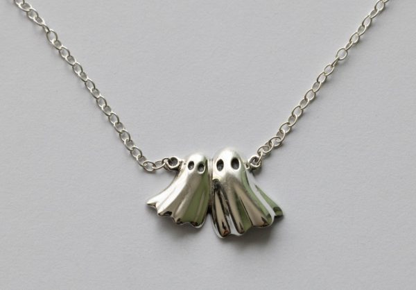 925 Sterling Silver Two Ghosts Festoon Necklace