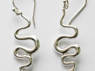925 Sterling Silver Snake Dangle Earrings ( 1 pair )