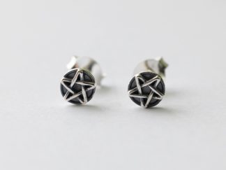 925 Sterling Silver Pentacle Post Earrings ( 1 pair)