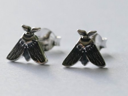 925 Sterling Silver Moth Post Earrings ( 1 pair)