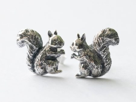925 Sterling Silver Squirrel Post Earrings ( 1 pair)
