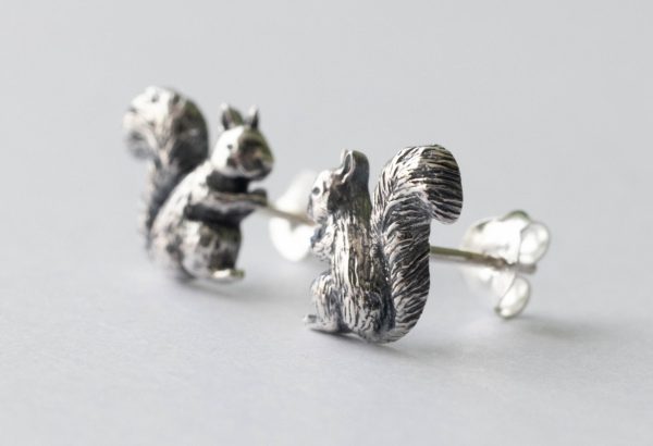 925 Sterling Silver Squirrel Post Earrings ( 1 pair) - Image 2