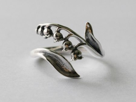 925 Sterling Silver Lily of the Valley May Birth Flower Adjustable Ring