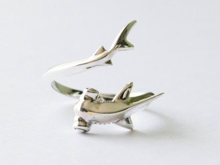 925 Sterling Silver Hammerhead Shark Adjustable Ring