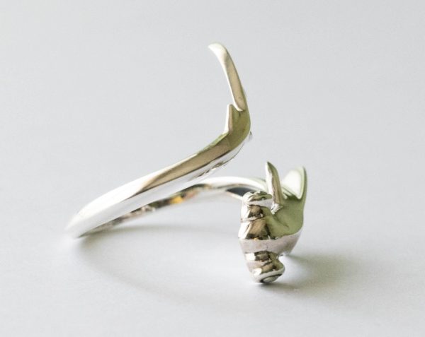 925 Sterling Silver Hammerhead Shark Adjustable Ring - Image 2