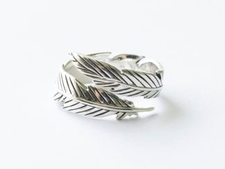 925 Sterling Silver Feather Adjustable Ring