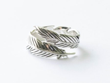925 Sterling Silver Feather Adjustable Ring