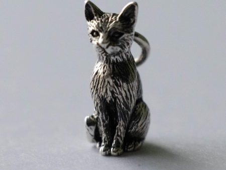 925 Sterling Silver 3D Cat Charm