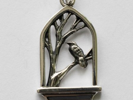 925 Sterling Silver Raven in Window Charm