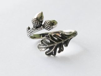 925 Sterling Silver Oak and Acorn Adjustable Ring