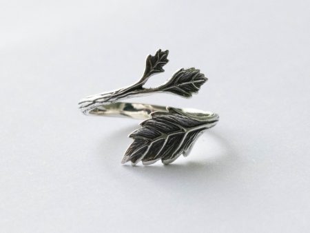 925 Sterling Silver Leaf Adjustable Ring