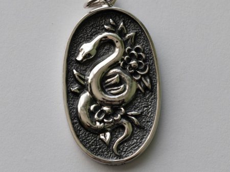 925 Sterling Silver Flower and Snake Pendant