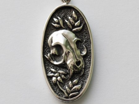 925 Sterling Silver Flower and Cat Skull Pendant
