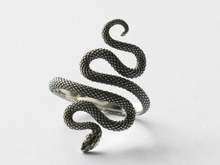 925 Sterling Silver Textured Snake Adjustable Ring