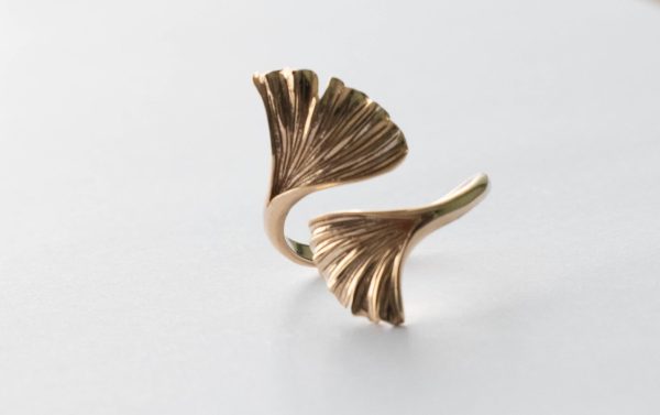 Bronze Ginkgo Leaf Adjustable Ring