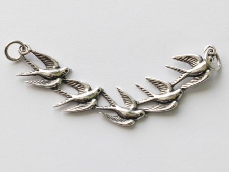 925 Sterling Silver Flock of Birds Pendant Festoon