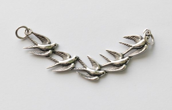 925 Sterling Silver Flock of Birds Pendant Festoon