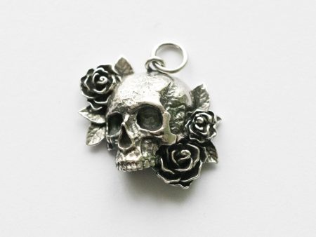 925 Sterling Silver Skull and Roses Charm