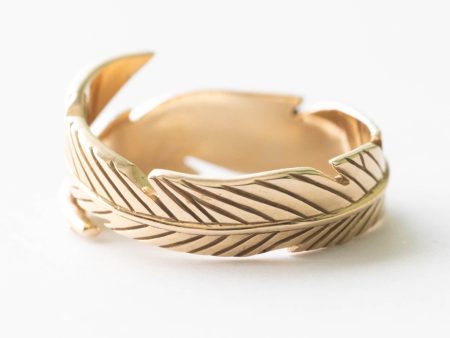 Bronze Feather Adjustable Ring