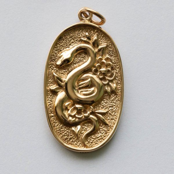 Bronze Flower and Snake Pendant