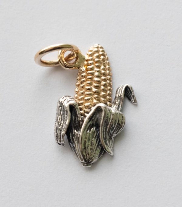 925 Sterling Silver and Bronze Corn Cob Charm
