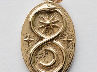 Bronze Infinity Snake with Sun and Moon Pendant