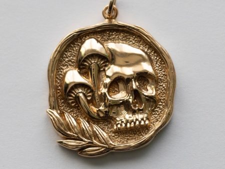 Bronze Skull with Mushrooms Pendant