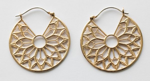 Bronze Cathedral Rose Window Hoop Earrings ( 1 pair)